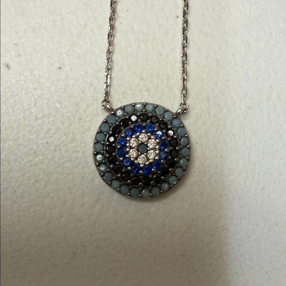 Elegant Blue Evil Eye Pendant Necklace - Picture 3 of 5